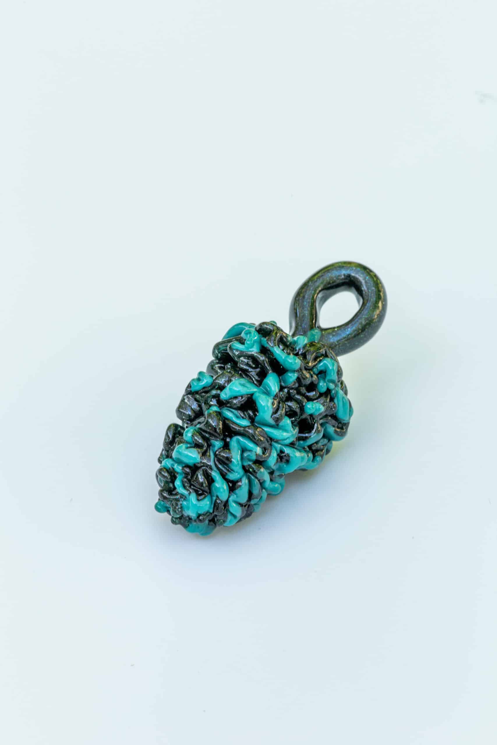 heady glass pendant - Nug Pendant (Turquoise & Black) by Tammy Baller