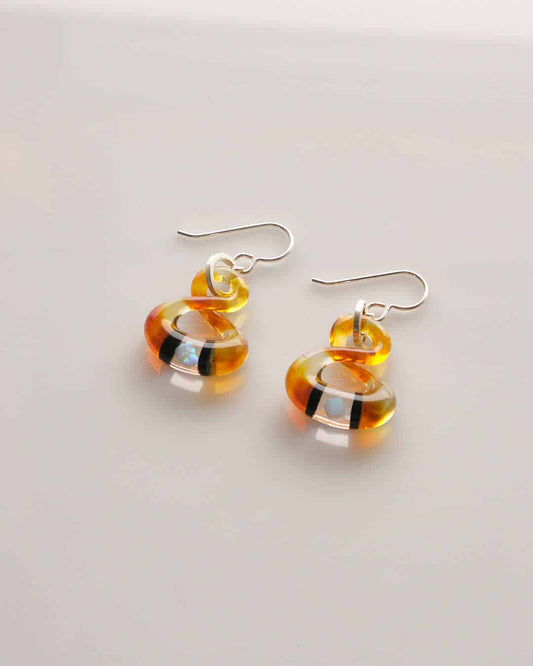 innovative art piece - Amber Purple First Strike Infinity Earrings by Nateylove