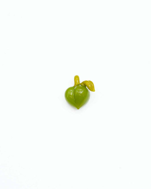exquisite glass pendant - (4C) Green Peach w/ Yellow/Green Stem Pendant by Gnarla Carla