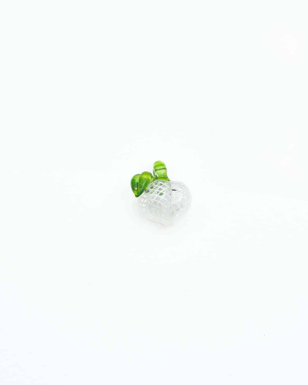 exquisite glass pendant - (22C) UV Pink White Reticello w/ UV Green Stem Peach Pendant by Gnarla Carla