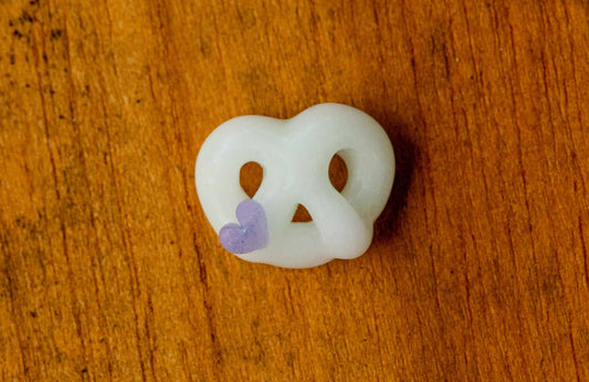 exquisite glass pendant - Glow In The Dark Pretzel w/ Purple Heart Pendant by Sakibomb