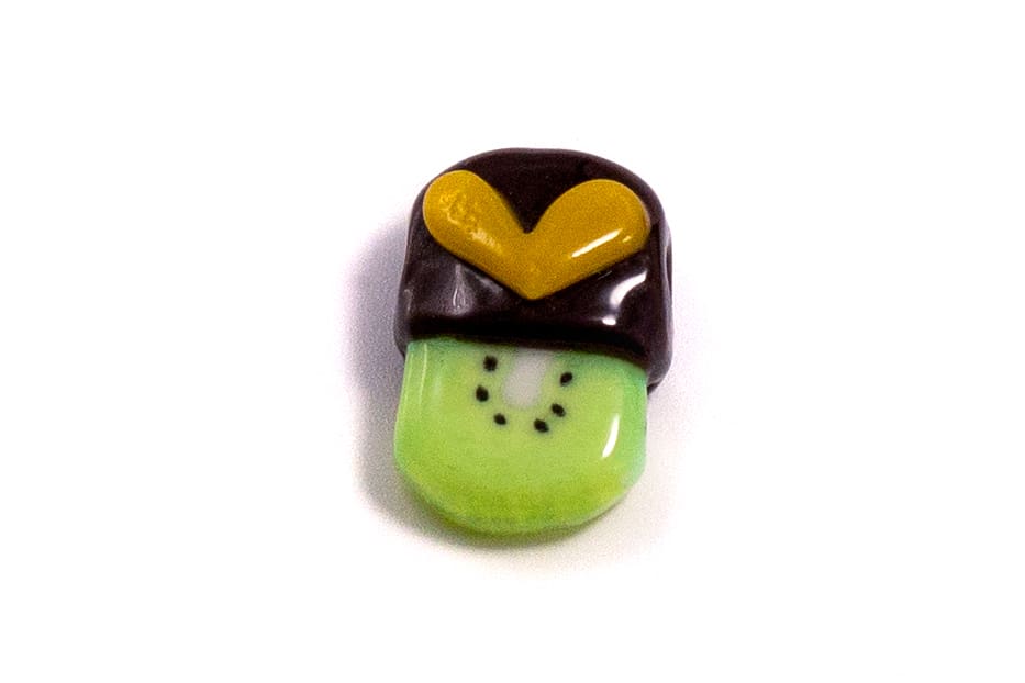 luxurious glass pendant - Mini Kiwi w/ Yellow Heart Pendant by Sakibomb