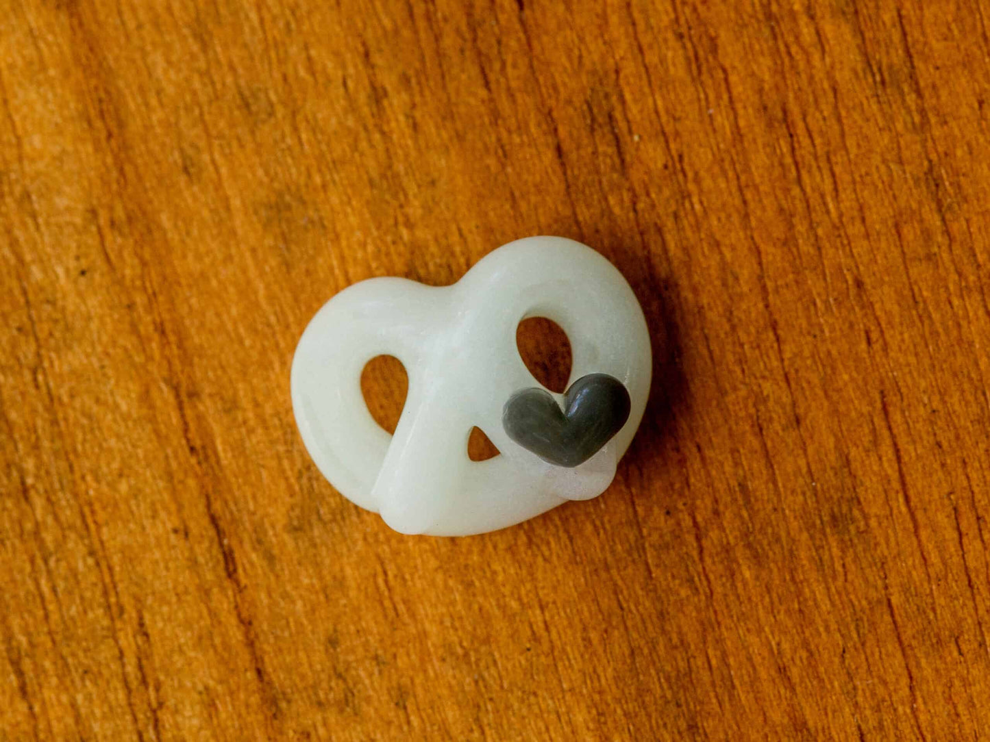 heady glass pendant - Glow In The Dark Pretzel w/ Gray Heart Pendant by Sakibomb