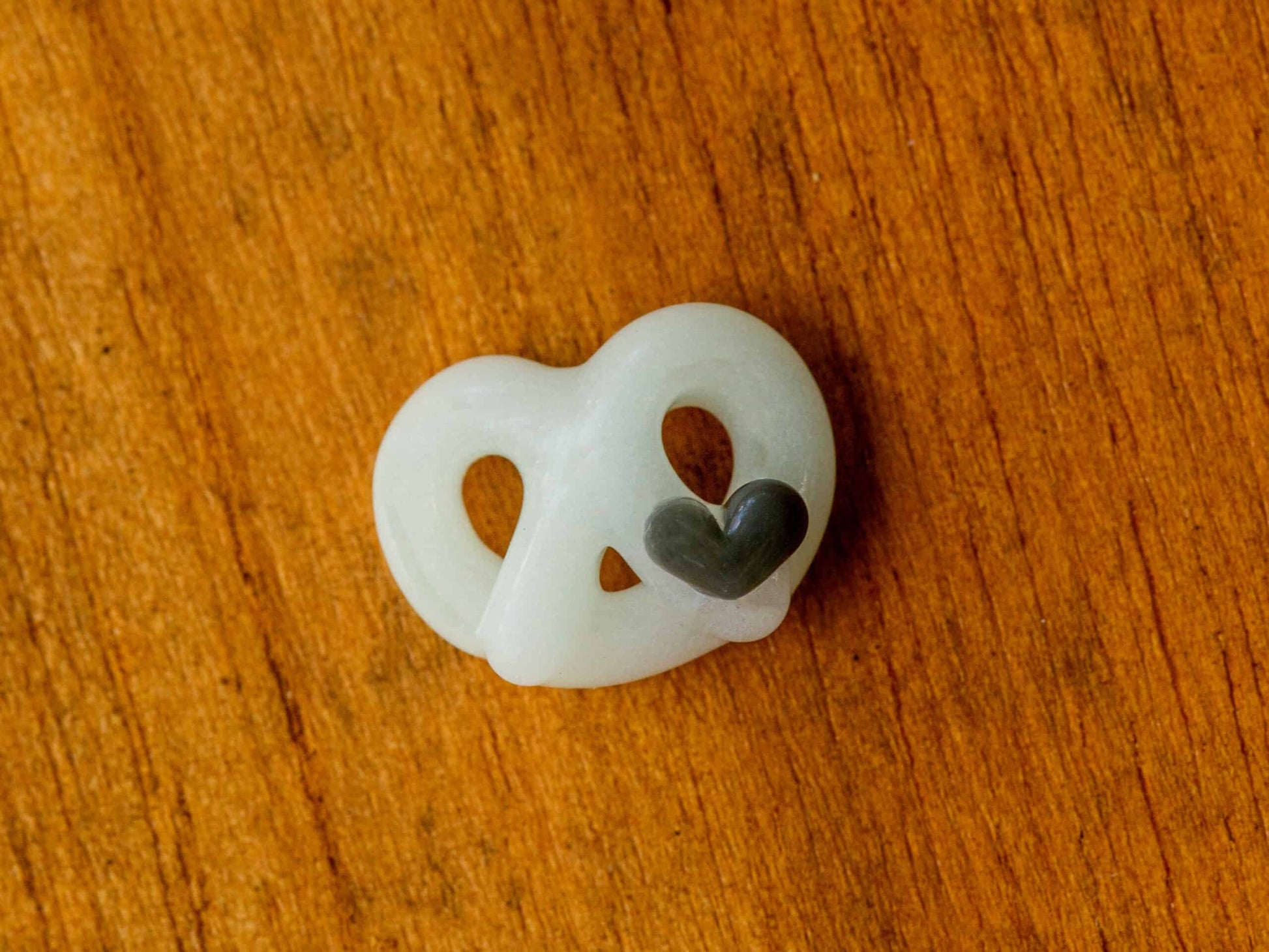 heady glass pendant - Glow In The Dark Pretzel w/ Gray Heart Pendant by Sakibomb