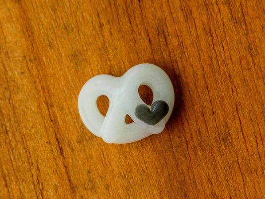 heady glass pendant - Glow In The Dark Pretzel w/ Gray Heart Pendant by Sakibomb