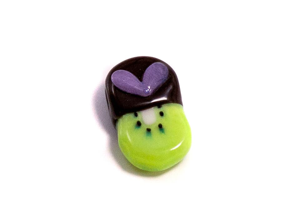 exquisite glass pendant - Mini Kiwi w/ Purple Heart Pendant by Sakibomb