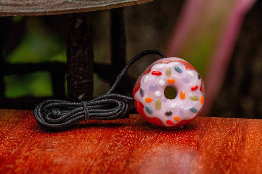 heady glass pendant - (SK6) Strawberry Frosted & Sprinkled Donut Collab Pendant by KGB & Scomo Moanet
