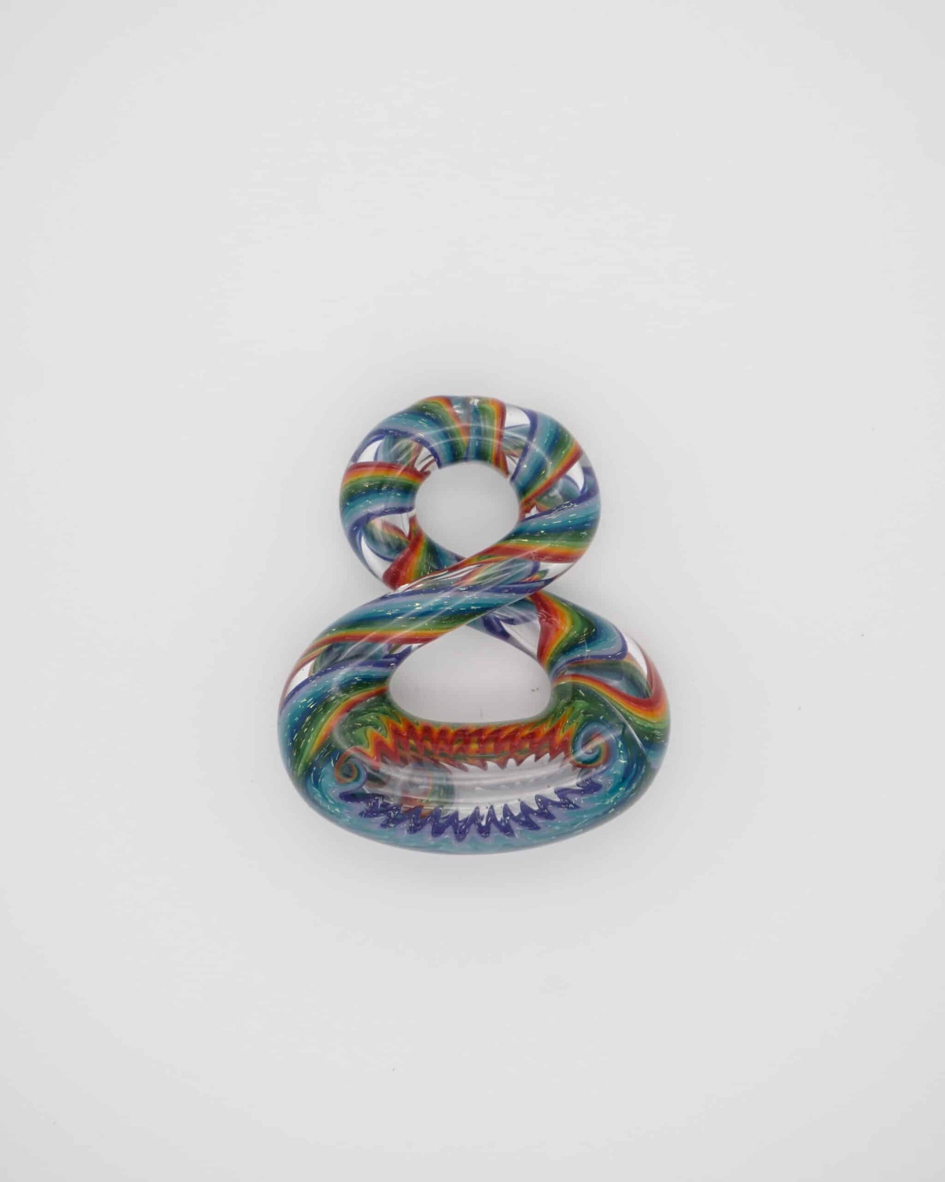 artisan-crafted glass pendant - Rainbow Wig Wag w/ Pearl Inside Pendant by NateyLove