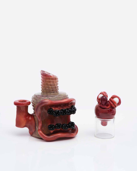 artisan-crafted design of the Mystery Dichro & Tequila Sunrise Mini Face Rig w/ Matching Carb Cap by FrostysFresh