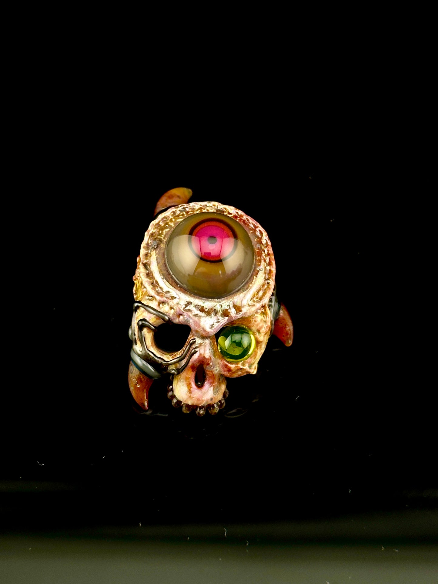 Aquarius skull and eye pendant