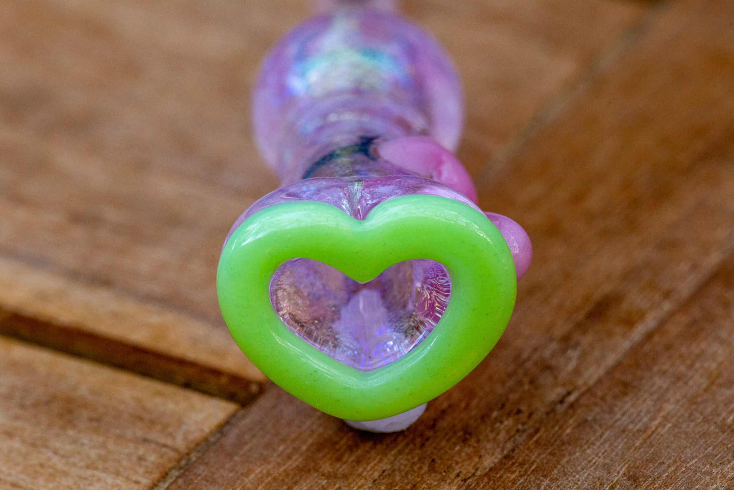 meticulously crafted art piece - Green Tip Pink Onie w/ Dichro & Hearts by Sakibomb