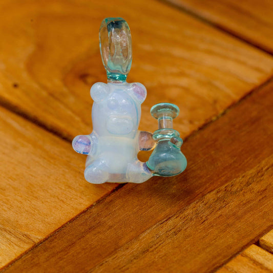 artisan-crafted glass pendant - (DO NOT ACTIVATE SOLD TO JAMES) Ghost & Zen Heady Bear Collab Pendant by Alexander the Great & Snoopy Glass