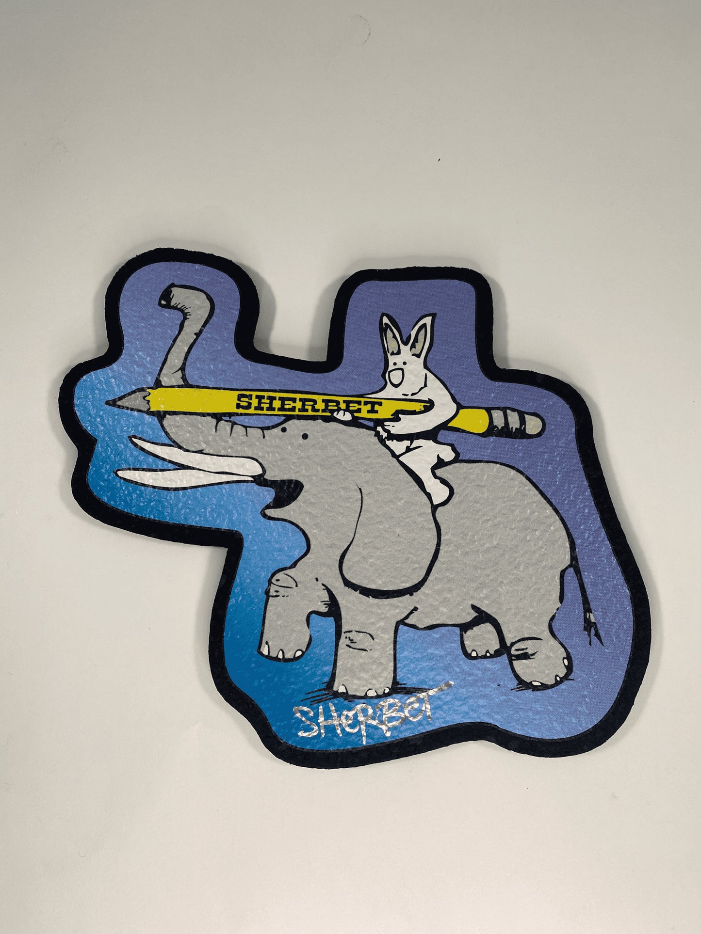 luxurious art piece - Blue/Purple Elephant & Bunny Moodmat by Sherbet Glass