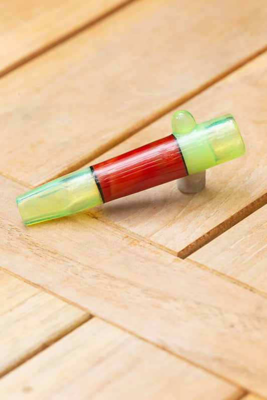 hand-blown art piece - Slime paired with Garnet over White One Hitter by Pouch Glass
