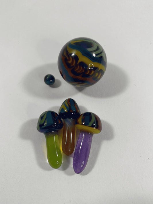 luxurious art piece - Heavyweight Coogi Mushroom Slurper Set w/ 27mm Marble by Trip A