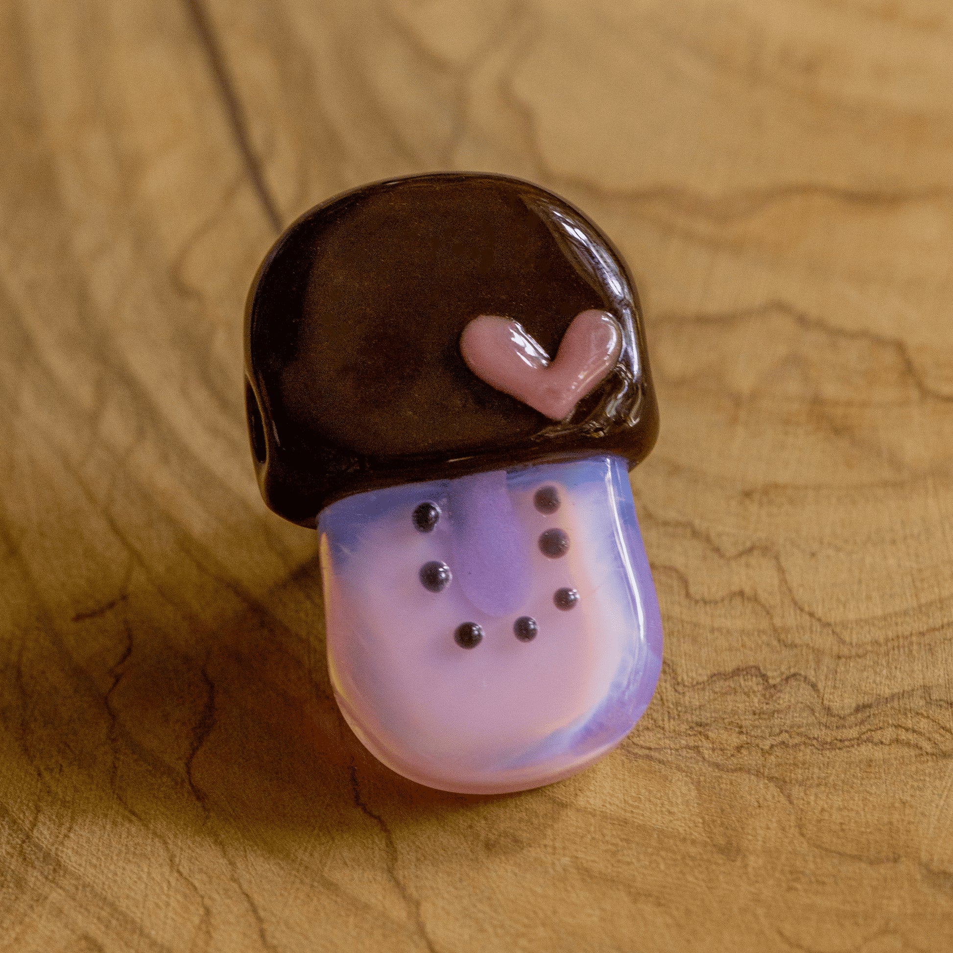 meticulously crafted glass pendant - Brown & Purple Kiwi Pendant by Sakibomb