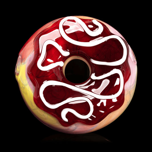 artisan-crafted art piece - Red Frosted Scribble Donut Bowl with White Swirl by KGB x Scomo Moanet (2021)
