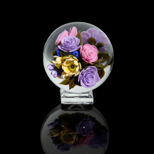 exquisite art piece - Encased Flower Bouquet Marble by Akihiro Glass