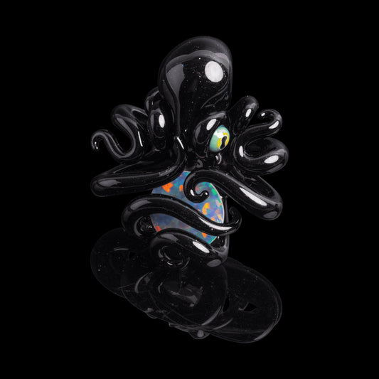 hand-blown design of the Opal Trap Octopus Pendant (B) by Liz Wright Glass (GV 2022)