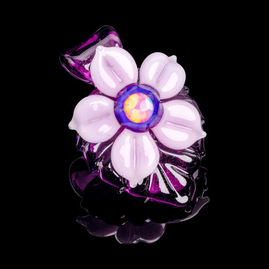 artisan-crafted glass pendant - Leafy Flower Pendant (B) by Mars Glassworks (GV 2022)