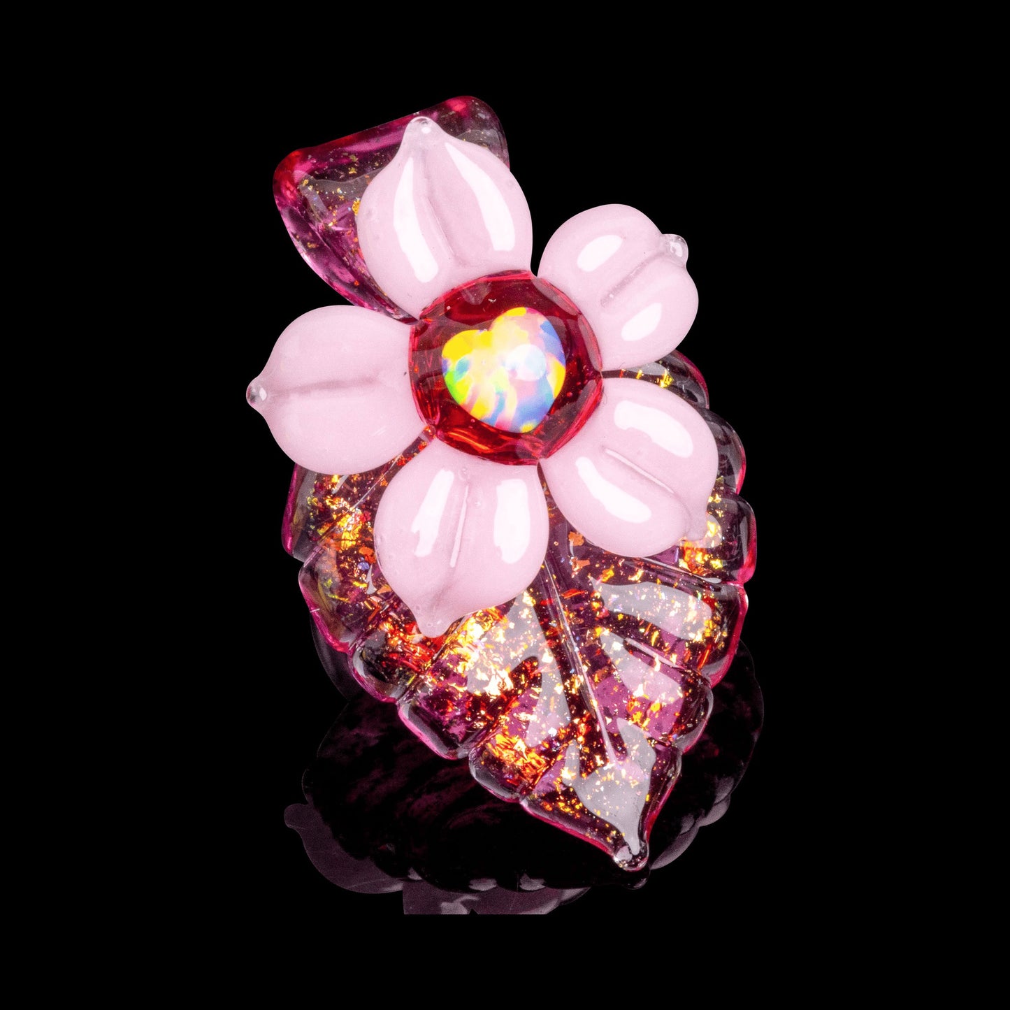 hand-blown glass pendant - Sparkle Leafy Flower Pendant (A) by Mars Glassworks (GV 2022)