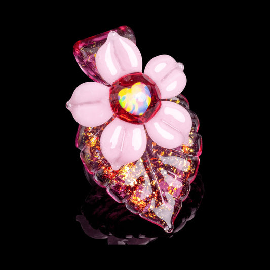 hand-blown glass pendant - Sparkle Leafy Flower Pendant (A) by Mars Glassworks (GV 2022)