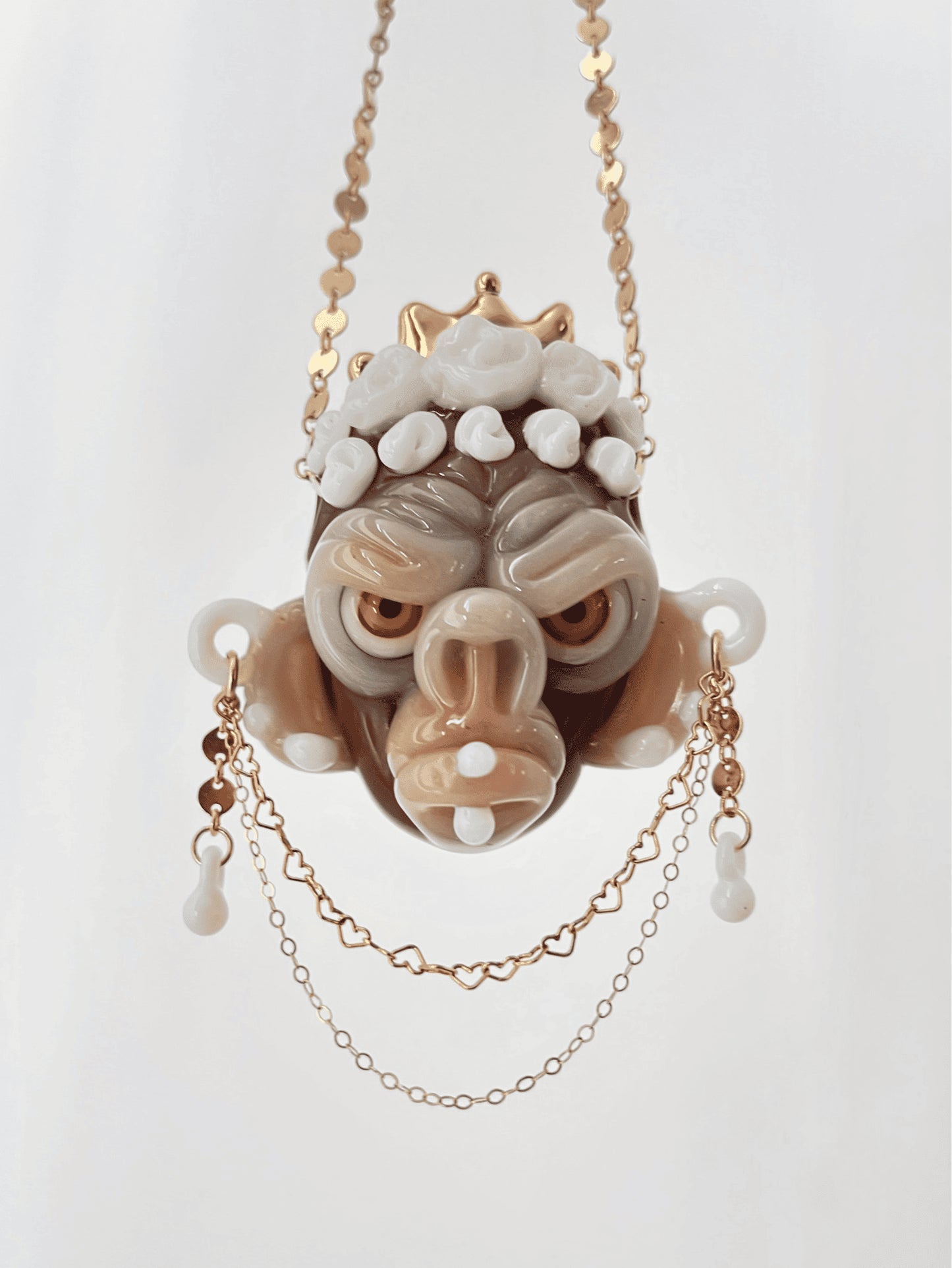 artisan-crafted glass pendant - Collab Princess Coyle Head Pendant by Sibelley x Coyle (Cyber Punks 2022 Release)