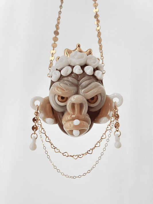 artisan-crafted glass pendant - Collab Princess Coyle Head Pendant by Sibelley x Coyle (Cyber Punks 2022 Release)