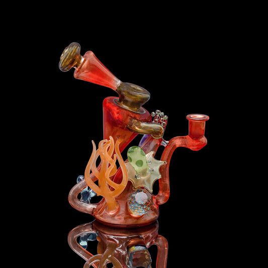heady art piece - Solo Red Recycler by Burtoni Glass (Release 2022)