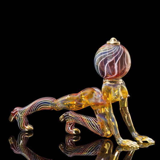 artisan-crafted design of the Collab Astronaut Girl Dry Pipe by Sibelley x Karma Glass (Cyber Punks 2022 Release)