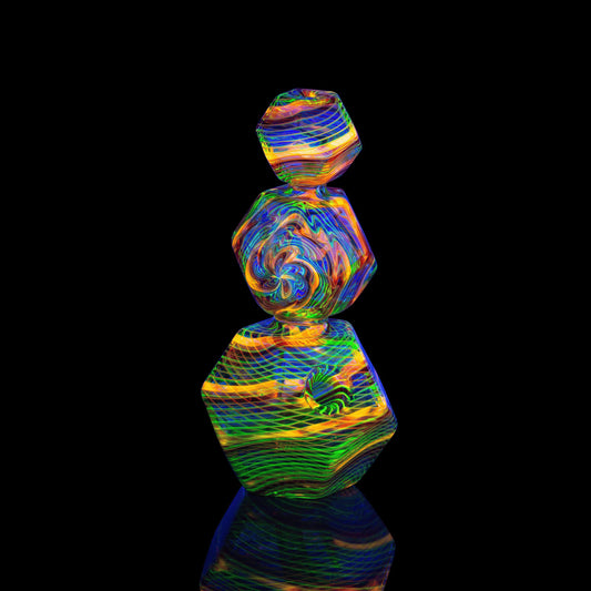 artisan-crafted art piece - Collab Geo Stack by Kuhns Glass x Karma Glass (Rainbow Equinox 2022)