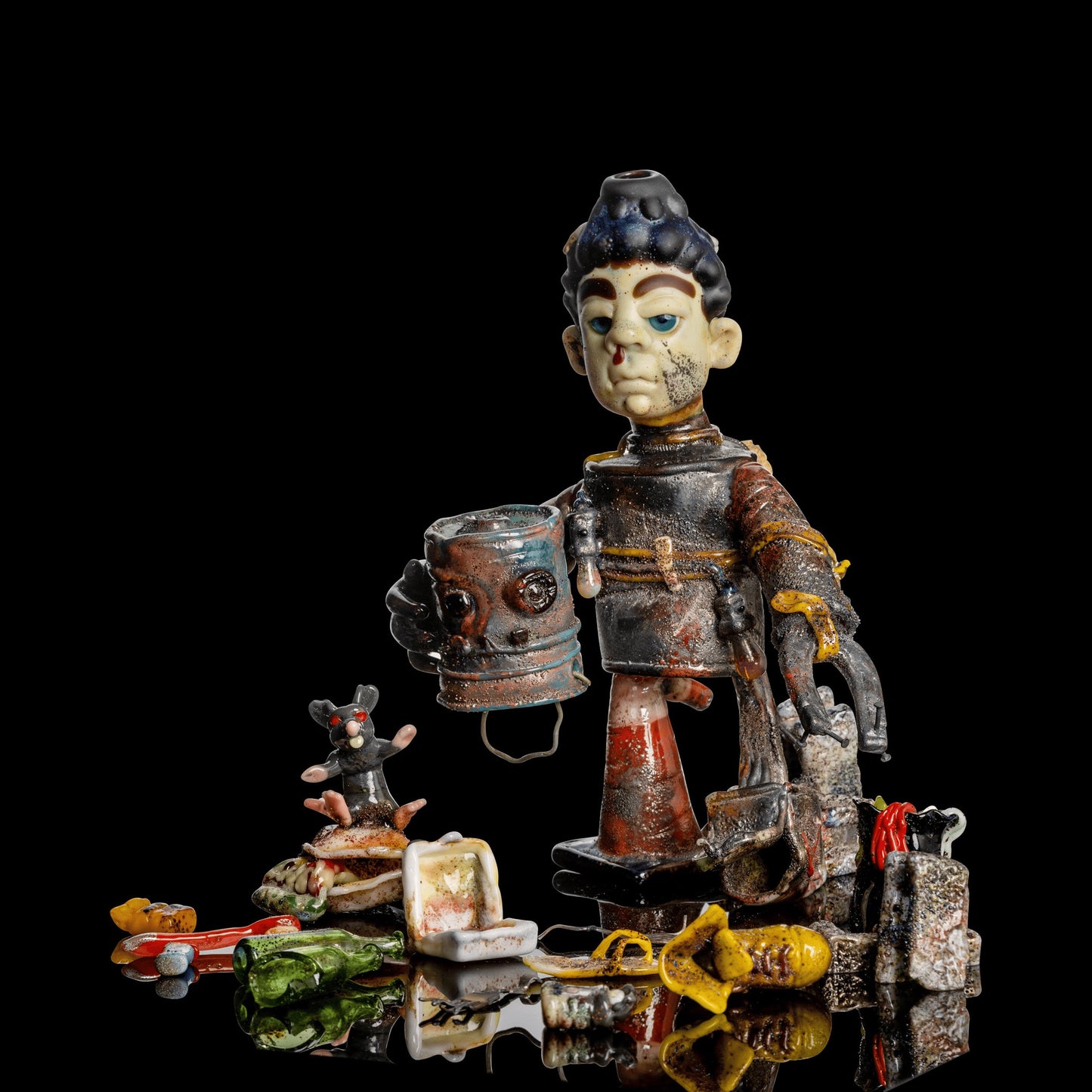 meticulously crafted art piece - Garbage Boy by Ethan Windy x Zii Glass (SCOPE 2022)