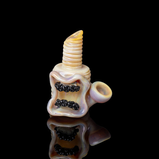 soft design of the Mini Mouth Bowl: Yellow Elvis w/ Black Teeth by FrostysFresh (2023)
