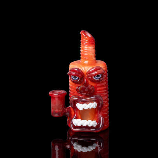 artisan-crafted art piece - Full Face: Orange Elvis over Star White w/ Orange Elvis Face by FrostysFresh (2023)