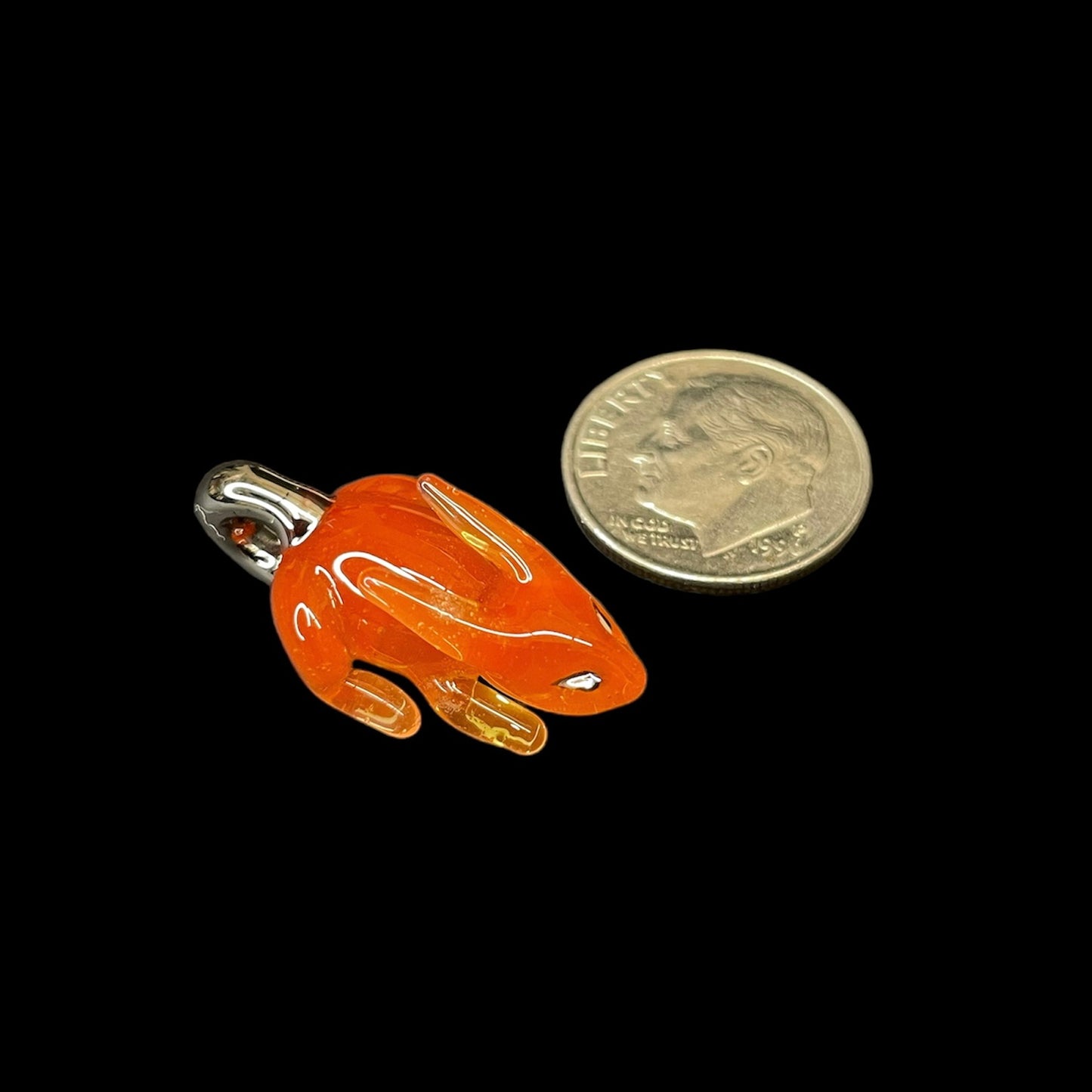 Orange Rabbit With Silver Hoop Pendant by Sibelley (2023)