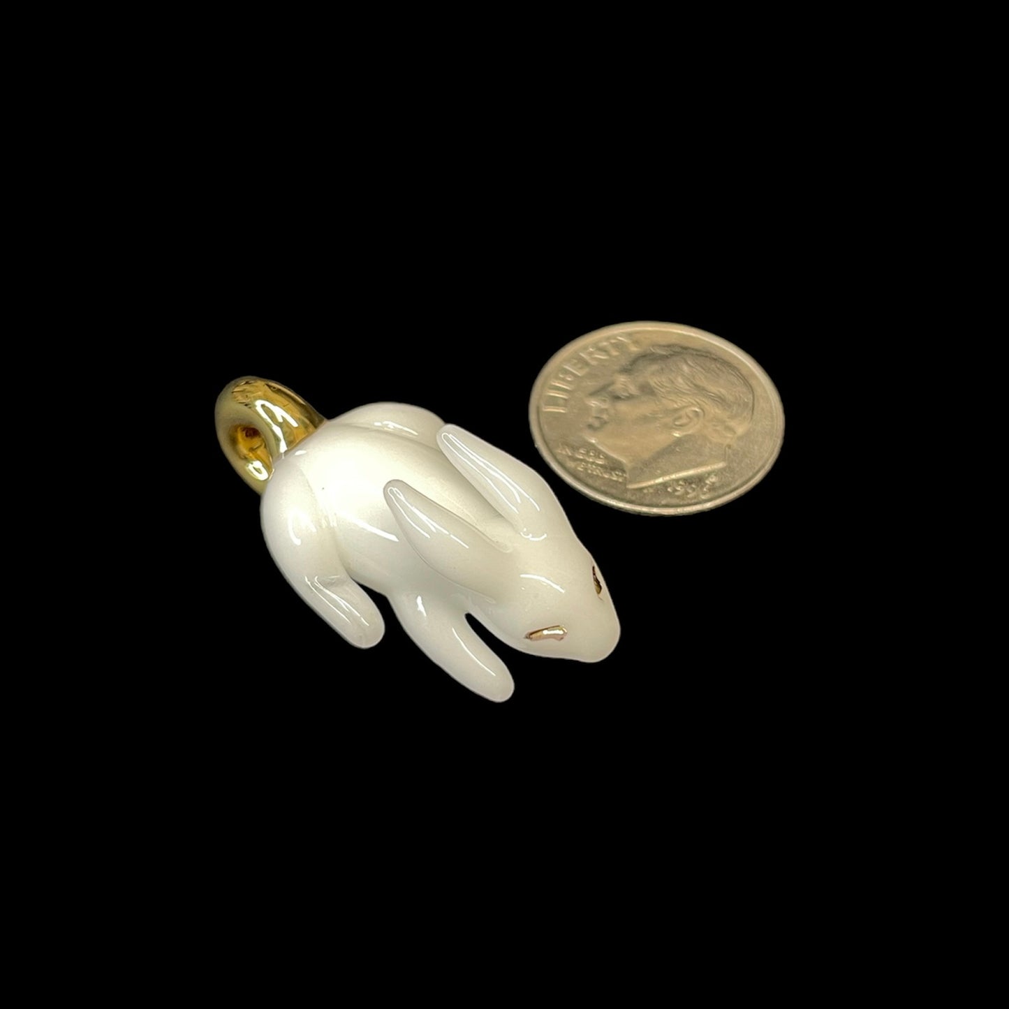 White Rabbit With Gold Hoop Pendant by Sibelley (2023)