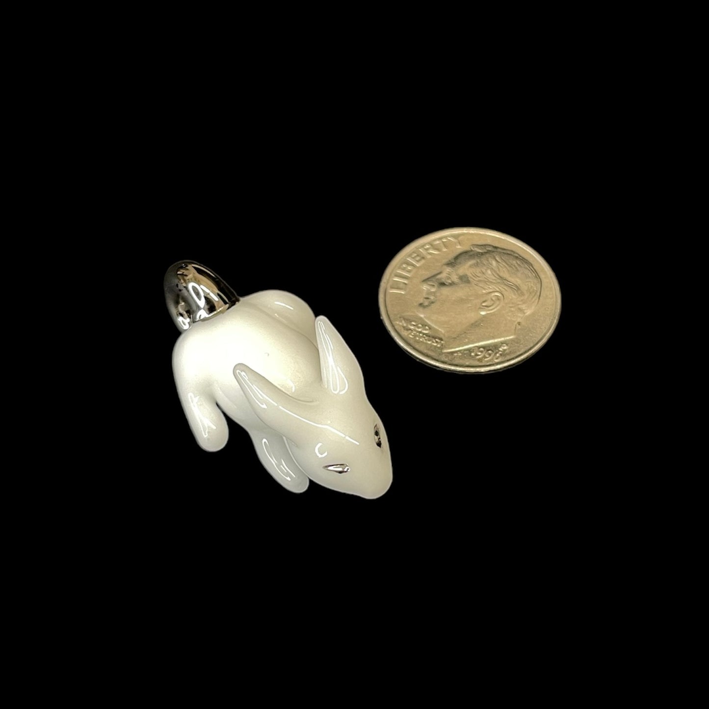 White Rabbit With Silver Hoop Pendant by Sibelley (2023)