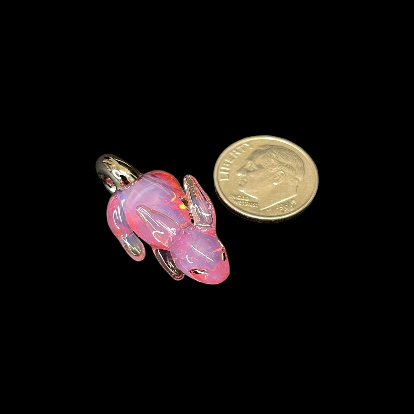 Pink Rabbit With Silver Hoop Pendant by Sibelley (2023)