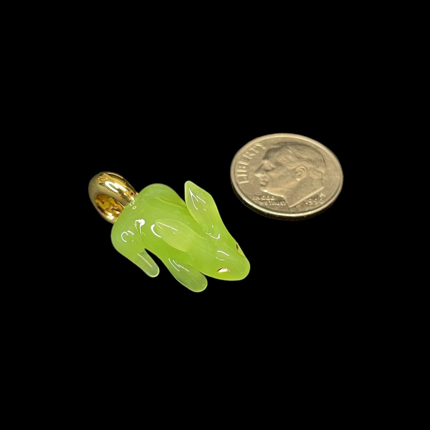 Lime Green Rabbit With Gold Hoop Pendant by Sibelley (2023)