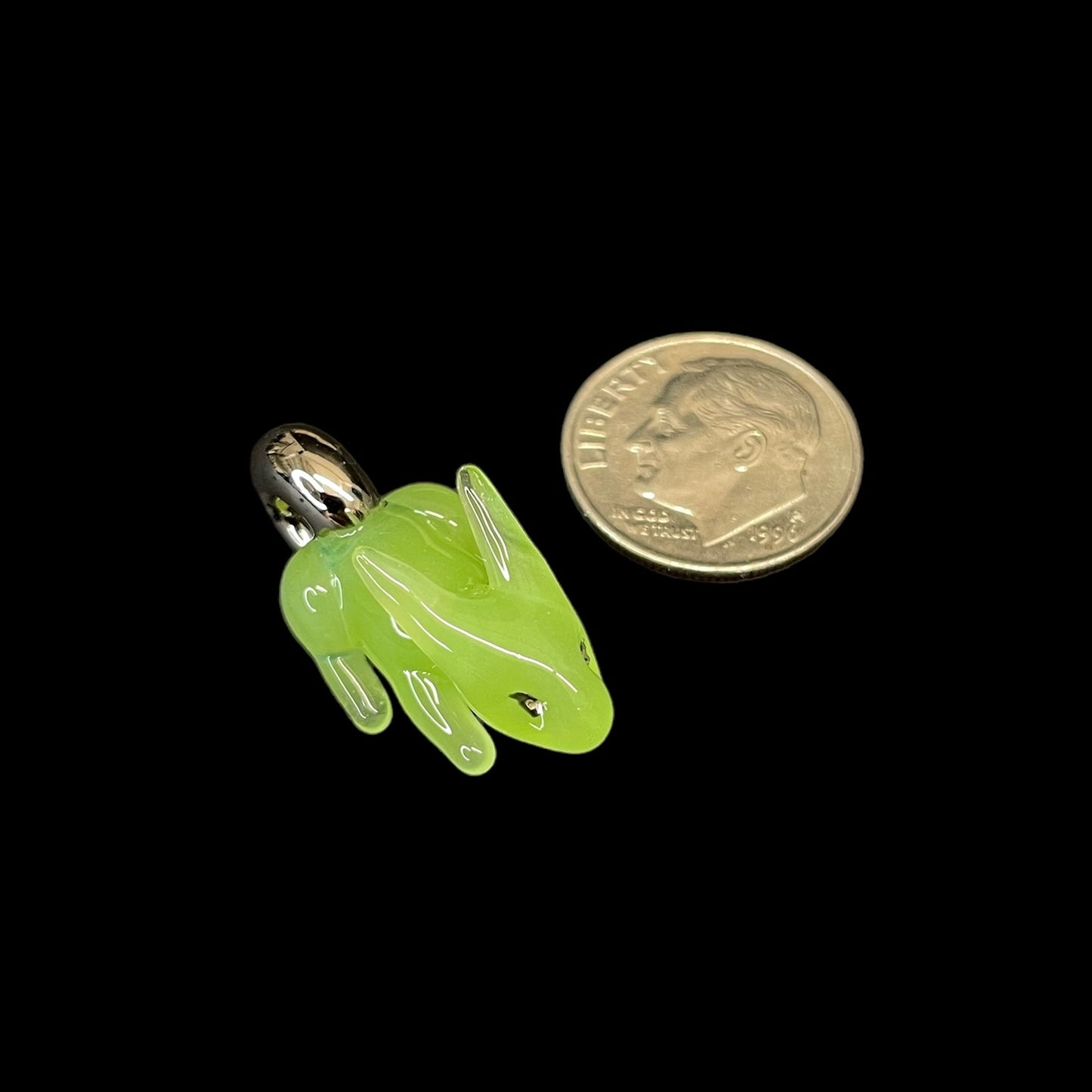 Lime Green Rabbit With Silver Hoop Pendant by Sibelley (2023)