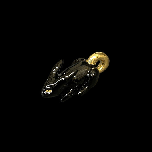 Black Rabbit With Gold Hoop Pendant by Sibelley (2023)