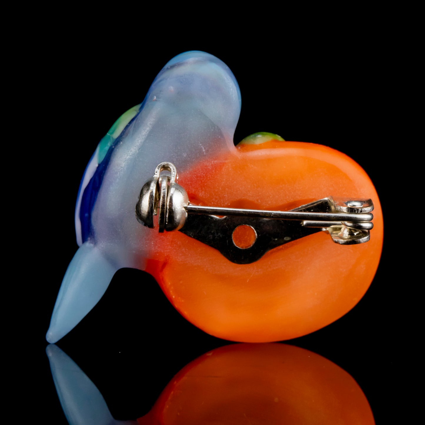 Persimmon and Bird Broach by Tomomi Handa