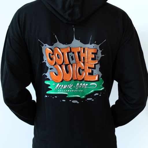 premium quality design of the Collaboration Sweatshirt (2XL) Atomik x GROE x Rebel Ink Printing (Got The Juice 2022)