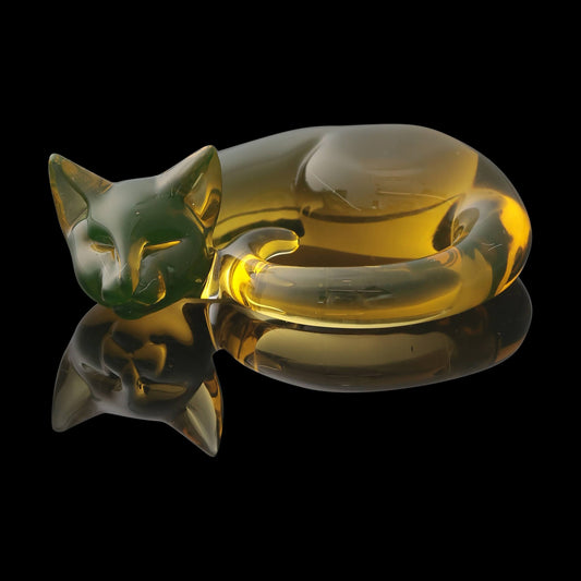 artisan-crafted glass pendant - UV Citrine Large Sleeping Kitty Pendant by Spiller Woods (2023)