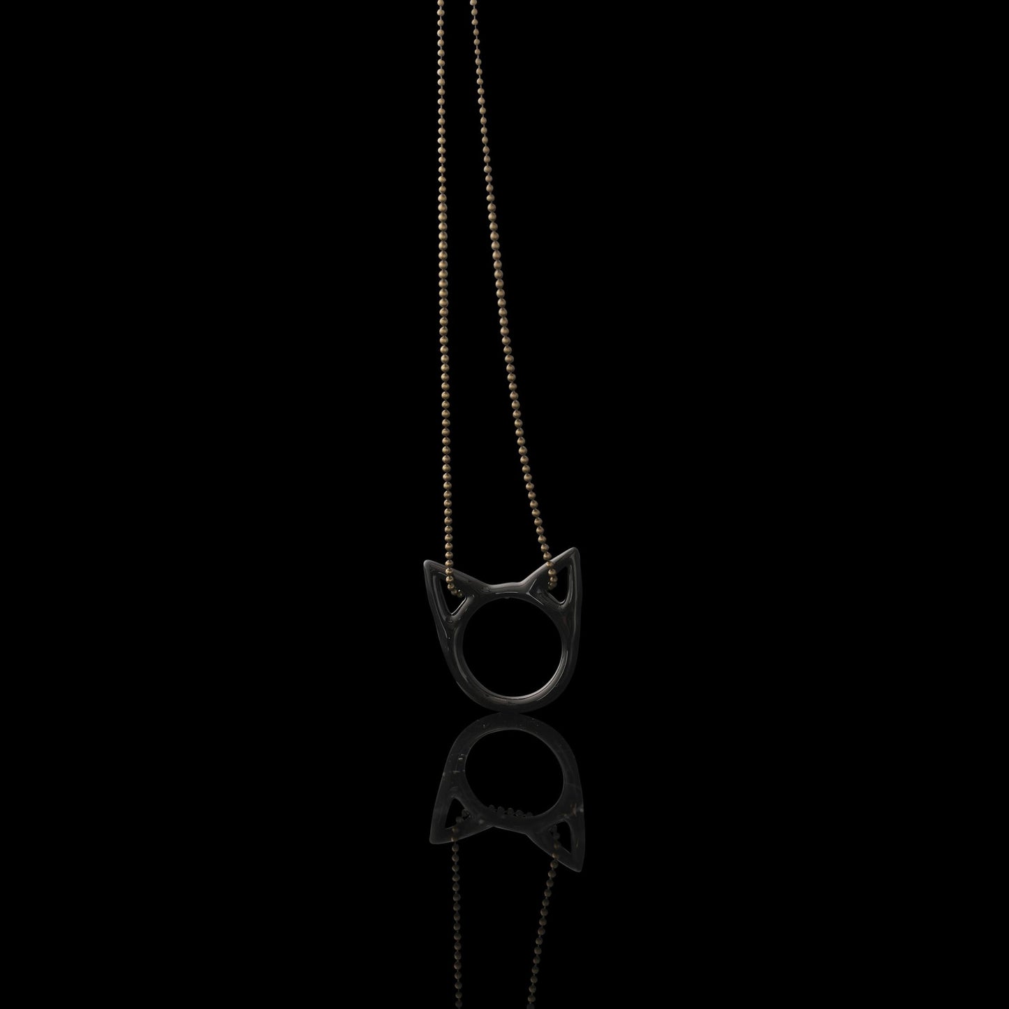 luxurious glass pendant - Galaxy Black Kitty Face Pendant by Spiller Woods (2023)