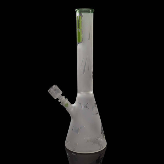 heady art piece - Green Sandblasted Beaker by Subliminal Glass (2023 Release)