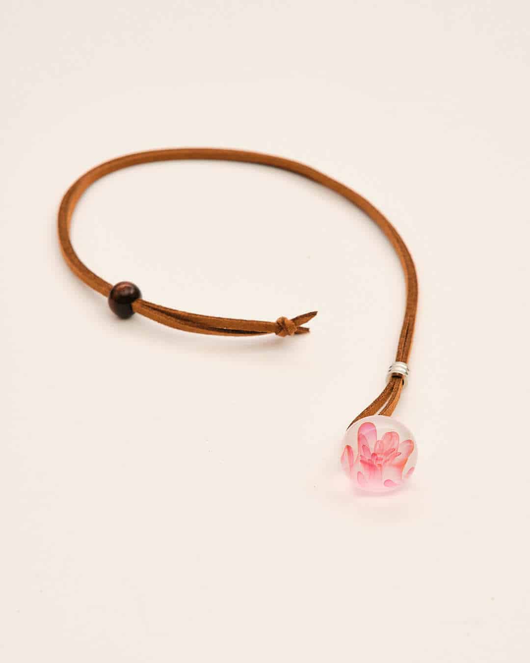 meticulously crafted glass pendant - (CS3) Small White Cherry Blossom Pendant by ColorWorks