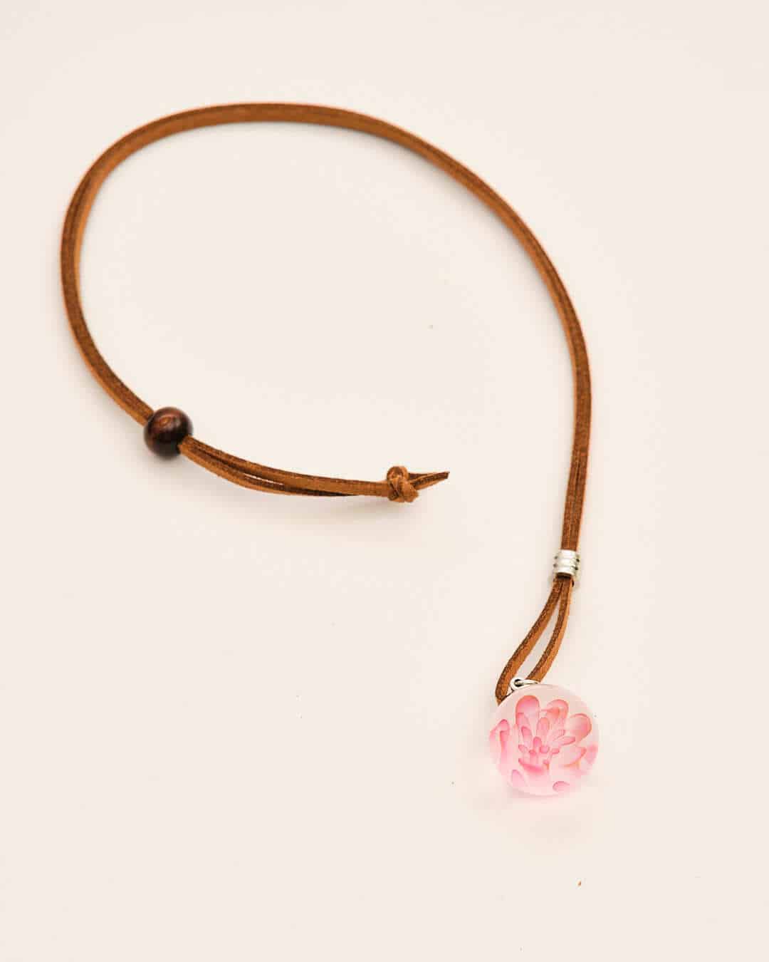 meticulously crafted glass pendant - (CS3) Small White Cherry Blossom Pendant by ColorWorks