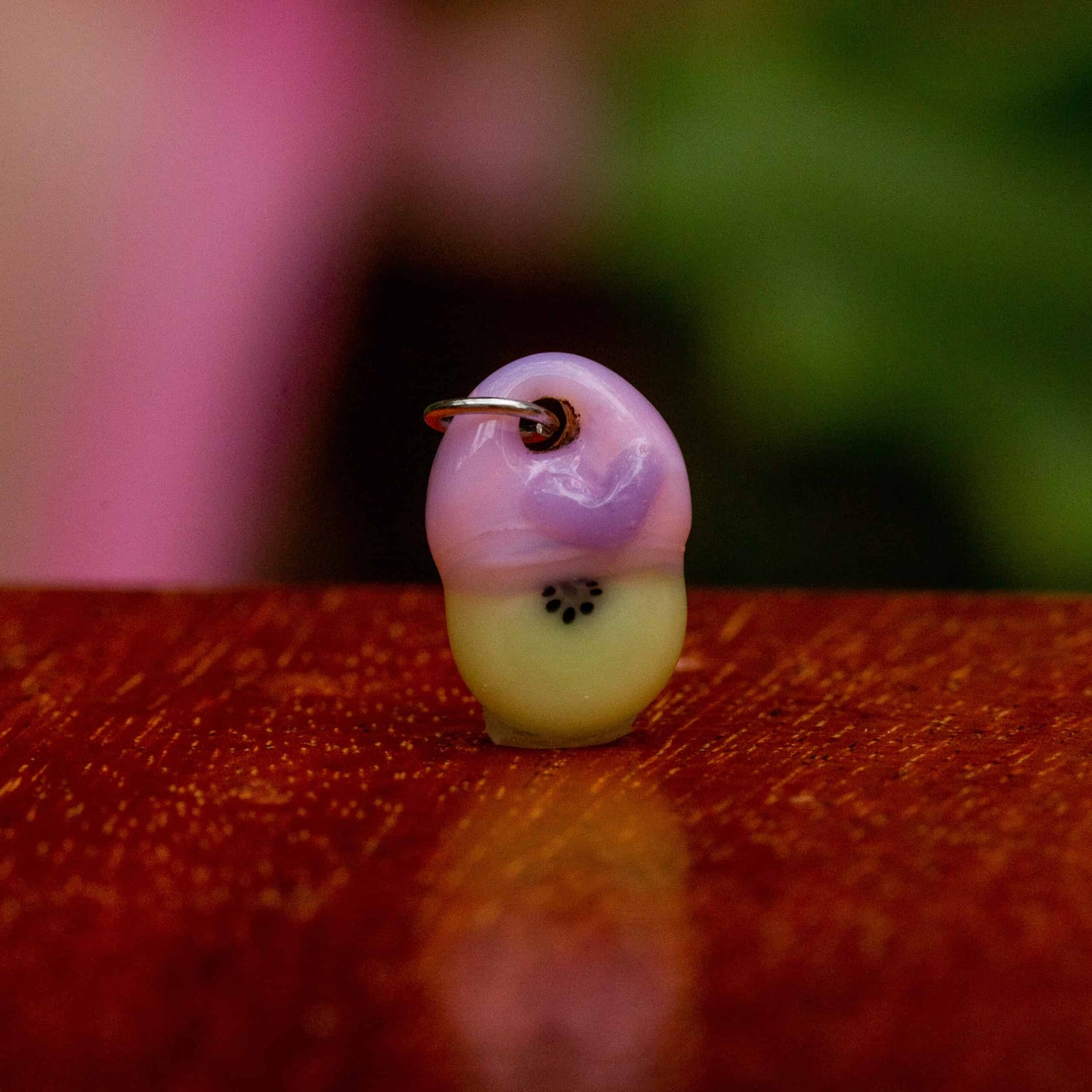 heady art piece - Mini Tiny Kiwi Charm w/ Purple Heart by Sakibomb
