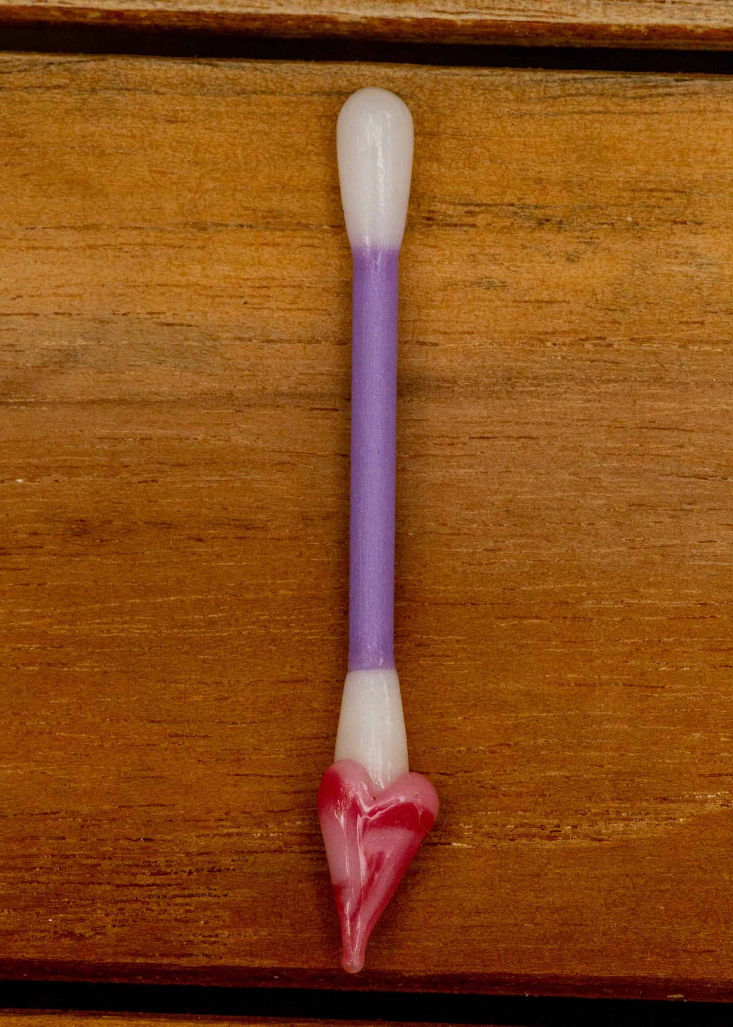 hand-blown art piece - Meow Mix Heart Tip Tiny Q Tip Dabber by Sakibomb